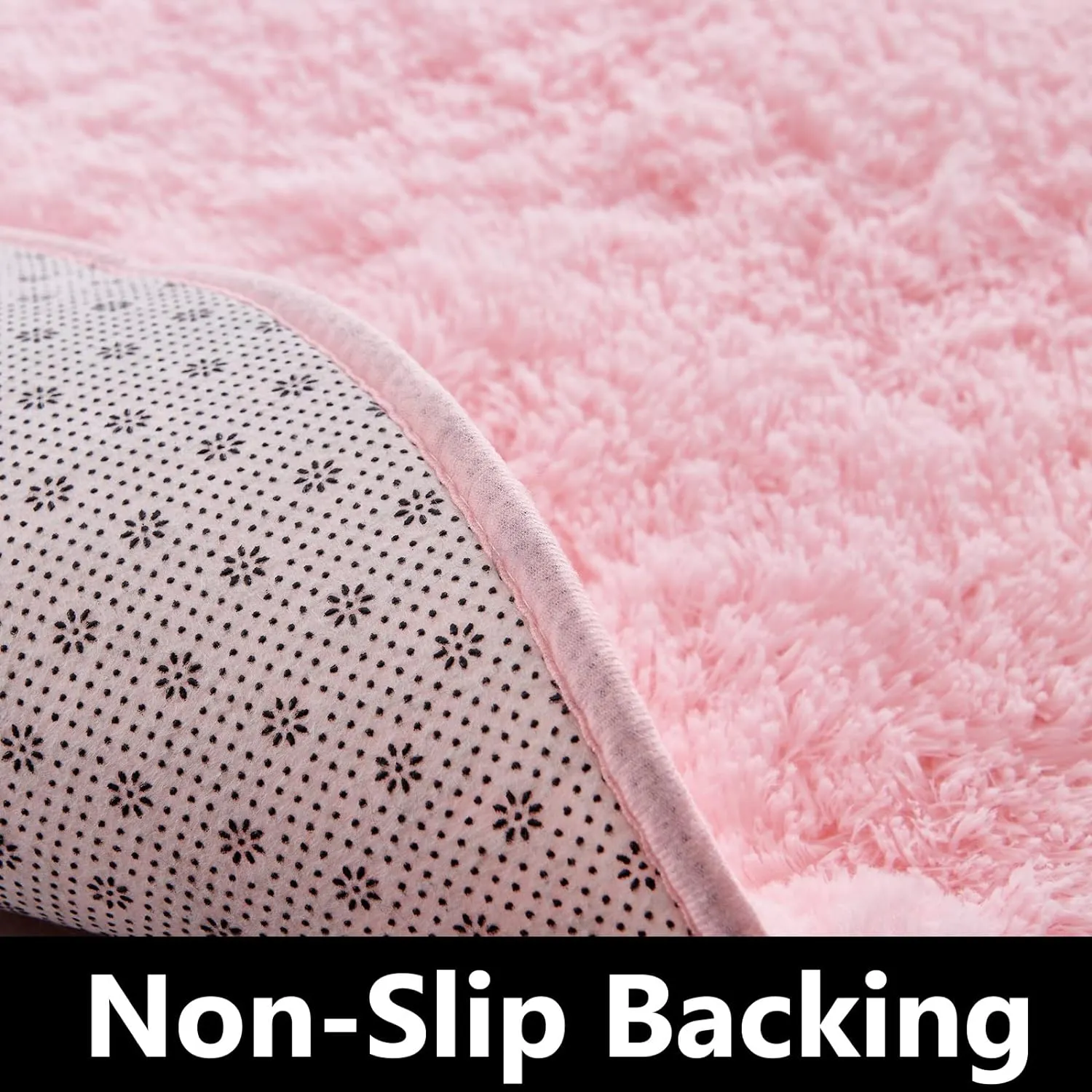 FJZFING Pink Round Rug Ultra-Soft Plush Modern 4x4 Circle Area Rug for Kid's Bedroom, Fluffy Shag Circular Rug for Nursery Room, Non-Slip Home Decor Cute Pink Carpet for Teen's Room