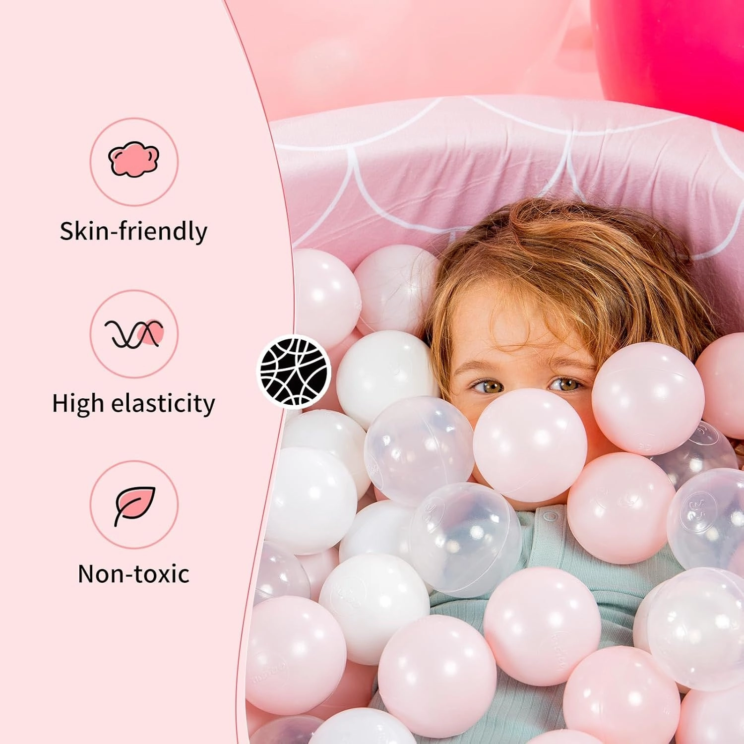 Foam Ball Pit 35.4"x 11.8" for Toddlers and Kids,Round Ball Pool Indoor Outdoor Baby Playpen,Ideal Gift for Infants,Balls not Included - Shell Pink