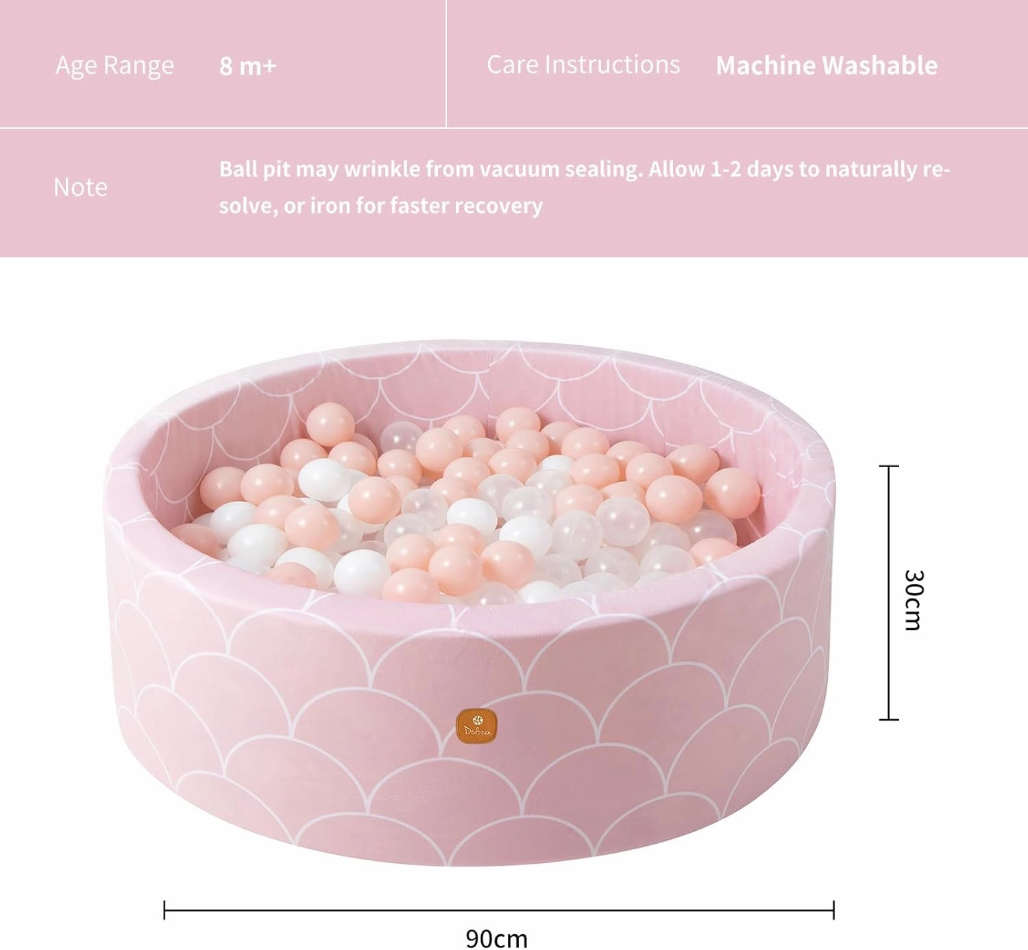 Foam Ball Pit 35.4"x 11.8" for Toddlers and Kids,Round Ball Pool Indoor Outdoor Baby Playpen,Ideal Gift for Infants,Balls not Included - Shell Pink