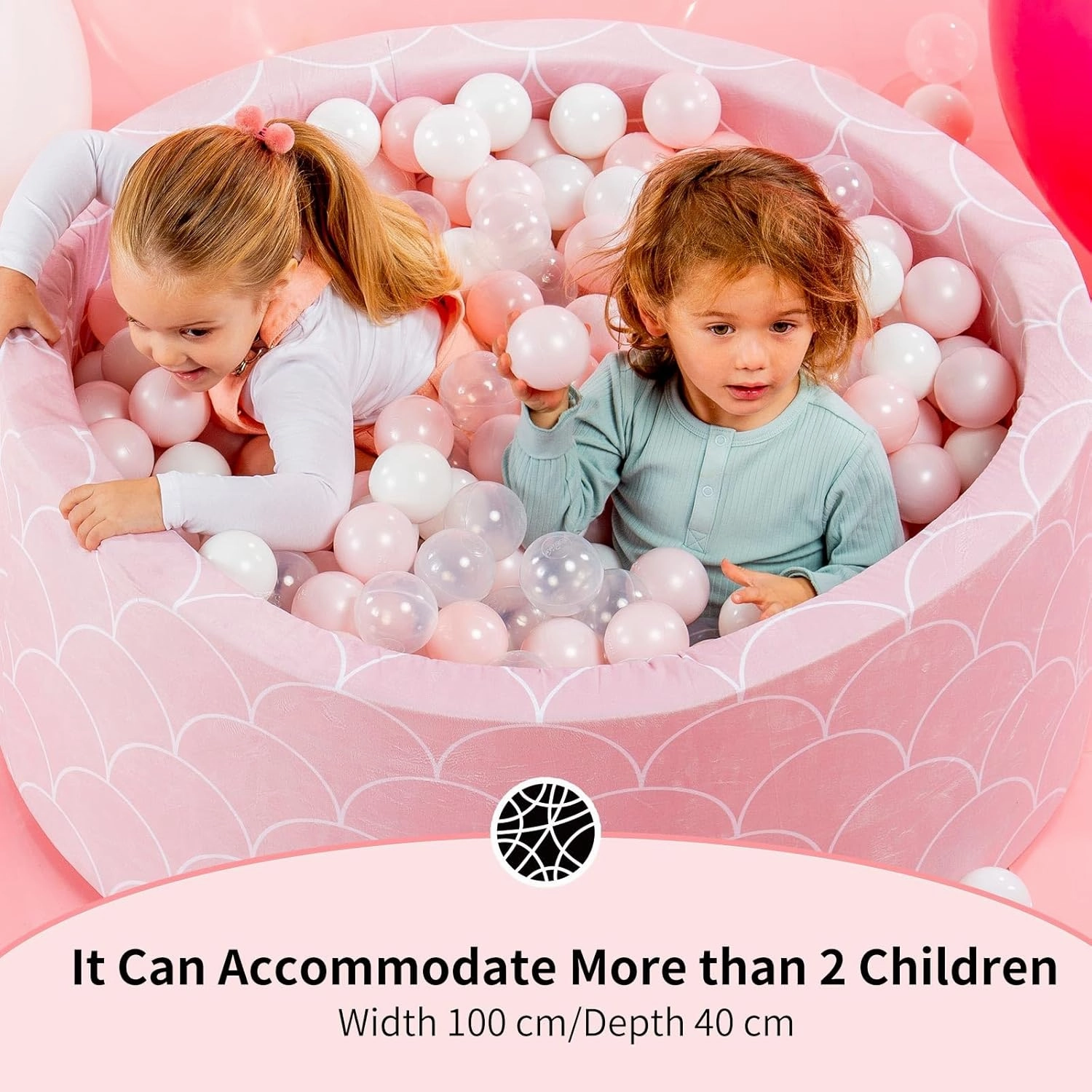 Foam Ball Pit 35.4"x 11.8" for Toddlers and Kids,Round Ball Pool Indoor Outdoor Baby Playpen,Ideal Gift for Infants,Balls not Included - Shell Pink