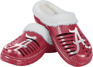 FOCO Alabama Crimson Tide NCAA Womens Sherpa Lined Glitter Clog - L