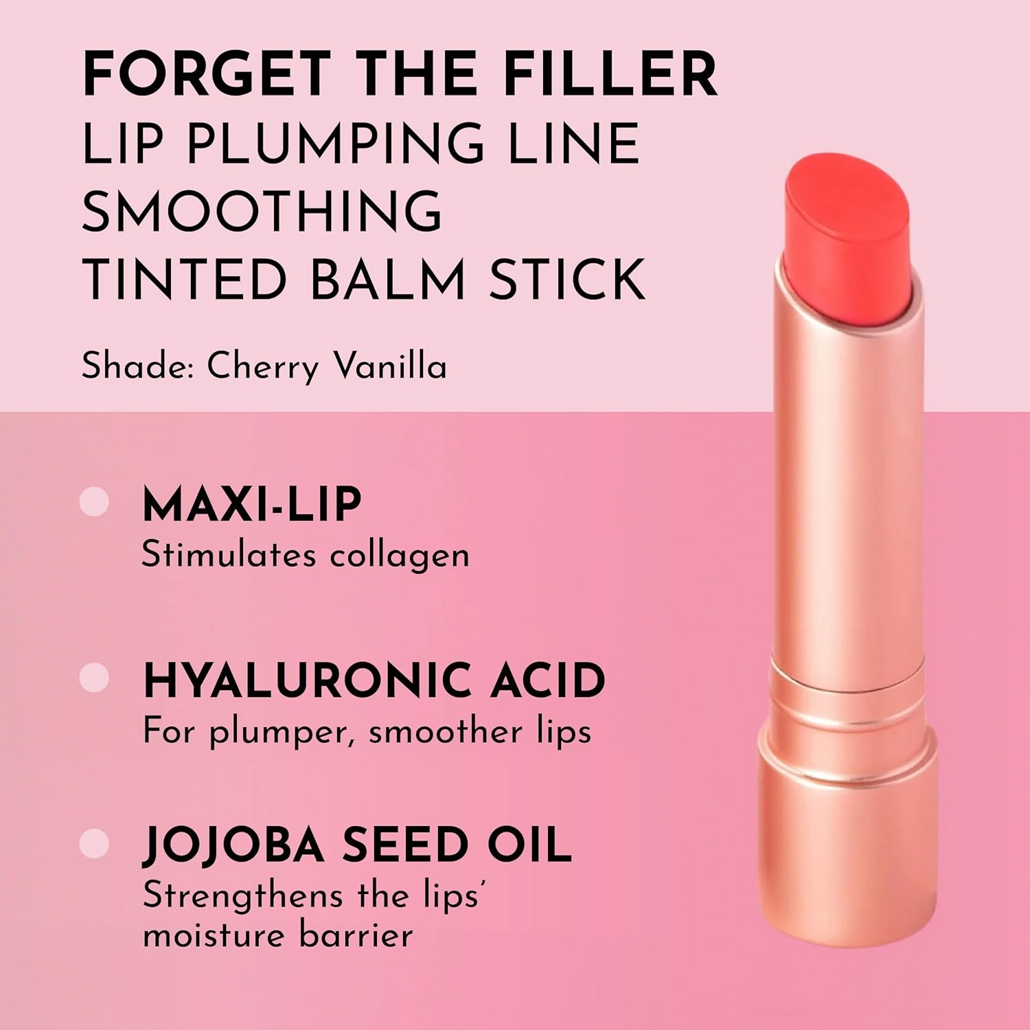 Forget the Filler Lip Plumping Line Smoothing Tinted Balm, Cherry Vanilla, Red, 0.09 Ounce