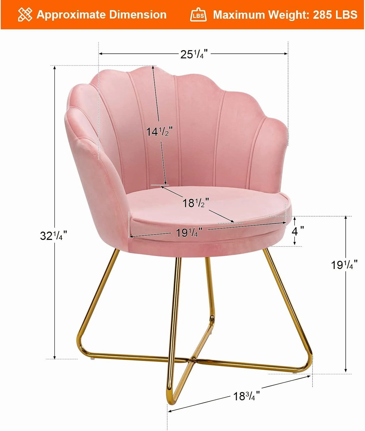 Furnimart Velvet Accent Chair - Back with Gold Legs, Living Room & Bedroom Use, Pink
