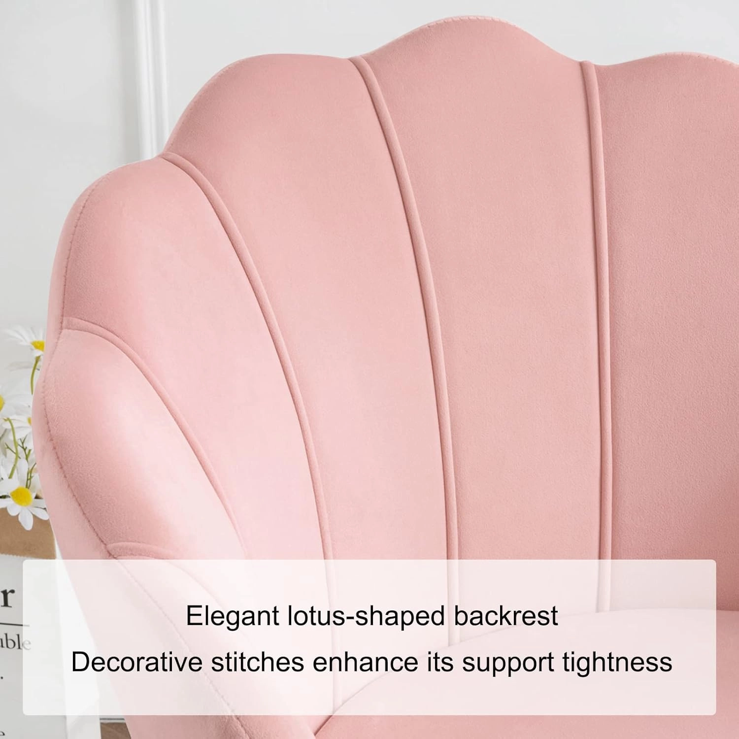 Furnimart Velvet Accent Chair - Back with Gold Legs, Living Room & Bedroom Use, Pink