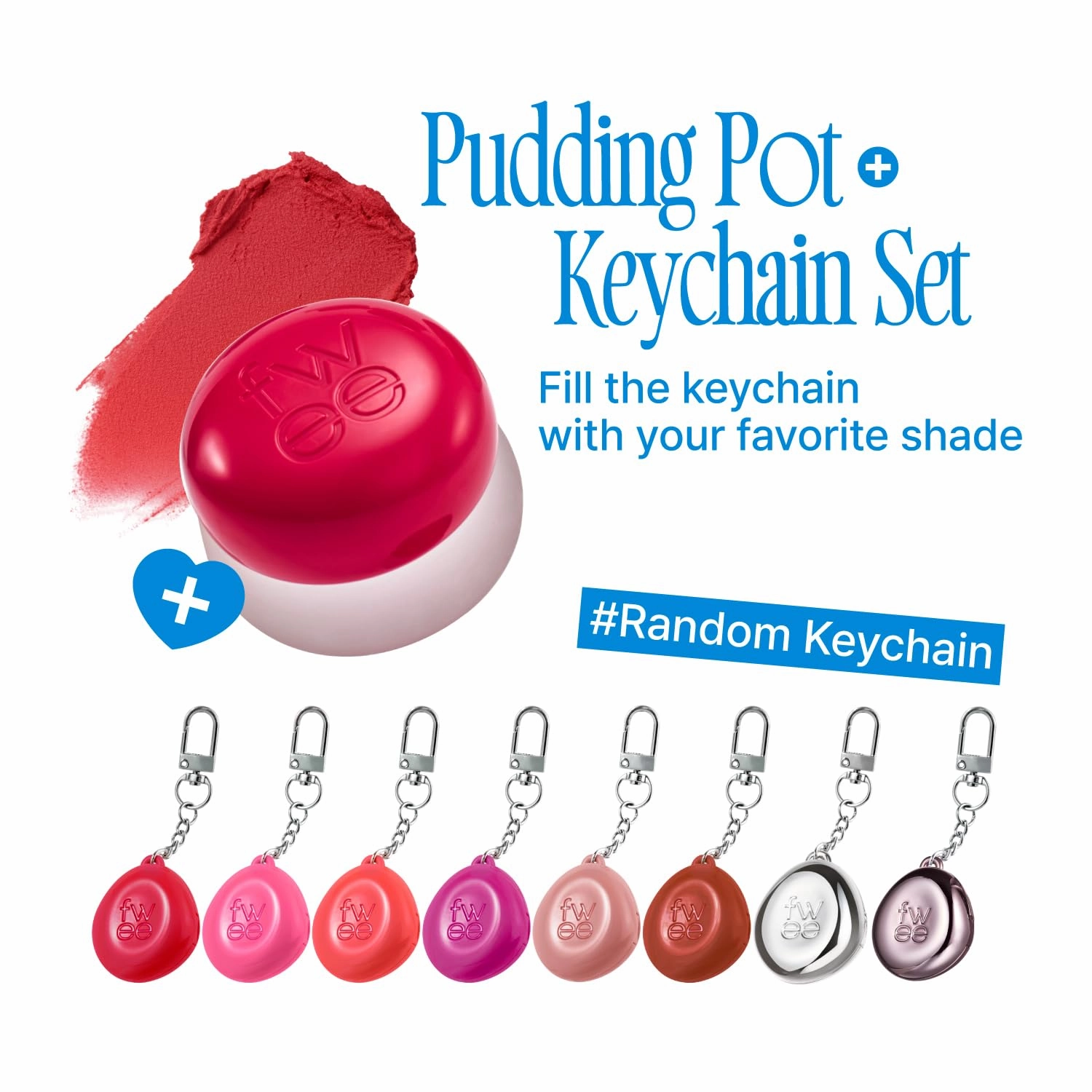 fwee Blurry Pudding Pot   Keychain SET | Airbrushed Blush & Lip, Buildable Pigment, Long-lasting, Lightweight, Easy to Blend, Natural Soft Matte Finish Makeup – Baby (Soft Pink) | 0.17 oz