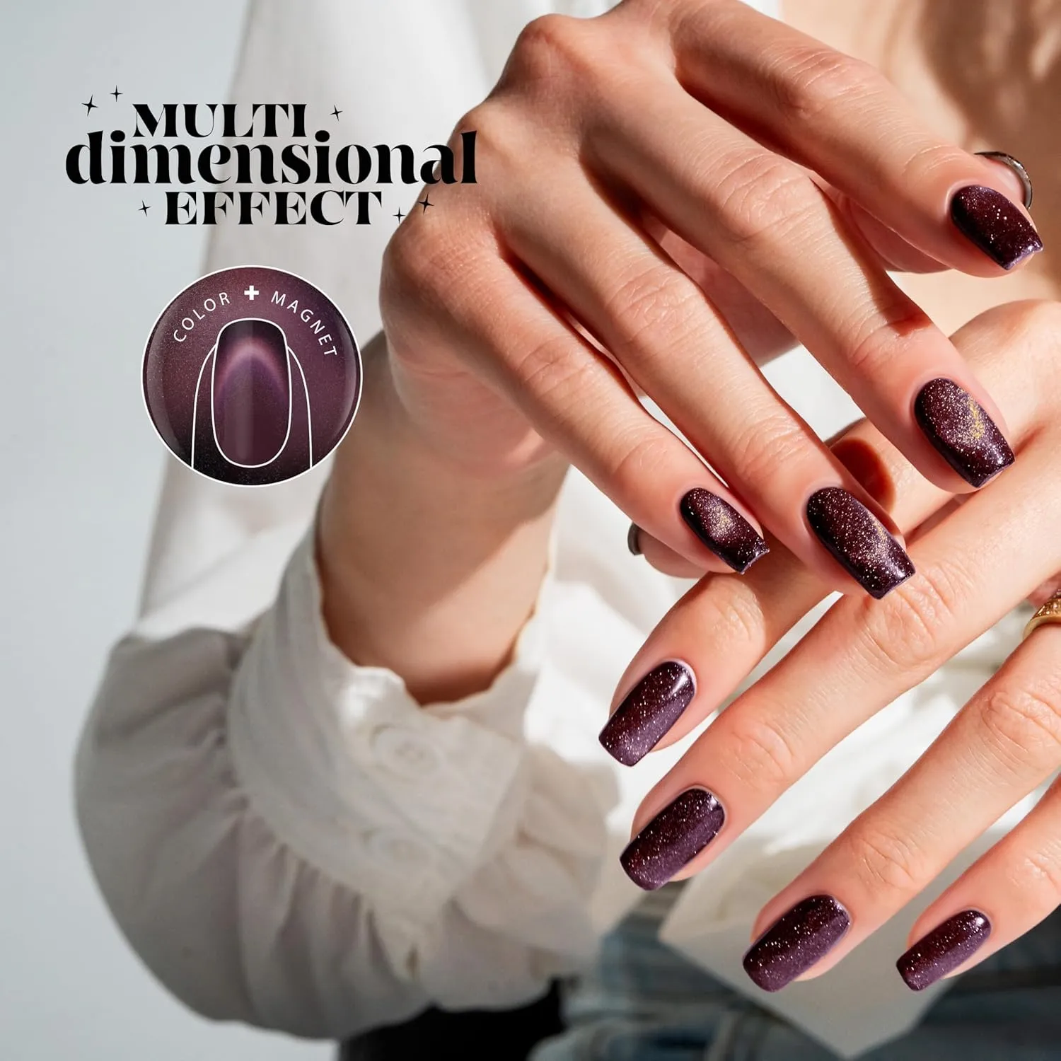 Gelish Aurora Cat Eye Effect Magnet Gel Polish – Reflective Flash Glitter Galaxy, Multi-Dimensional Iridescent Shimmer, Soak-Off, Vegan & Cruelty-Free. (Landing On Mars, 15mL)
