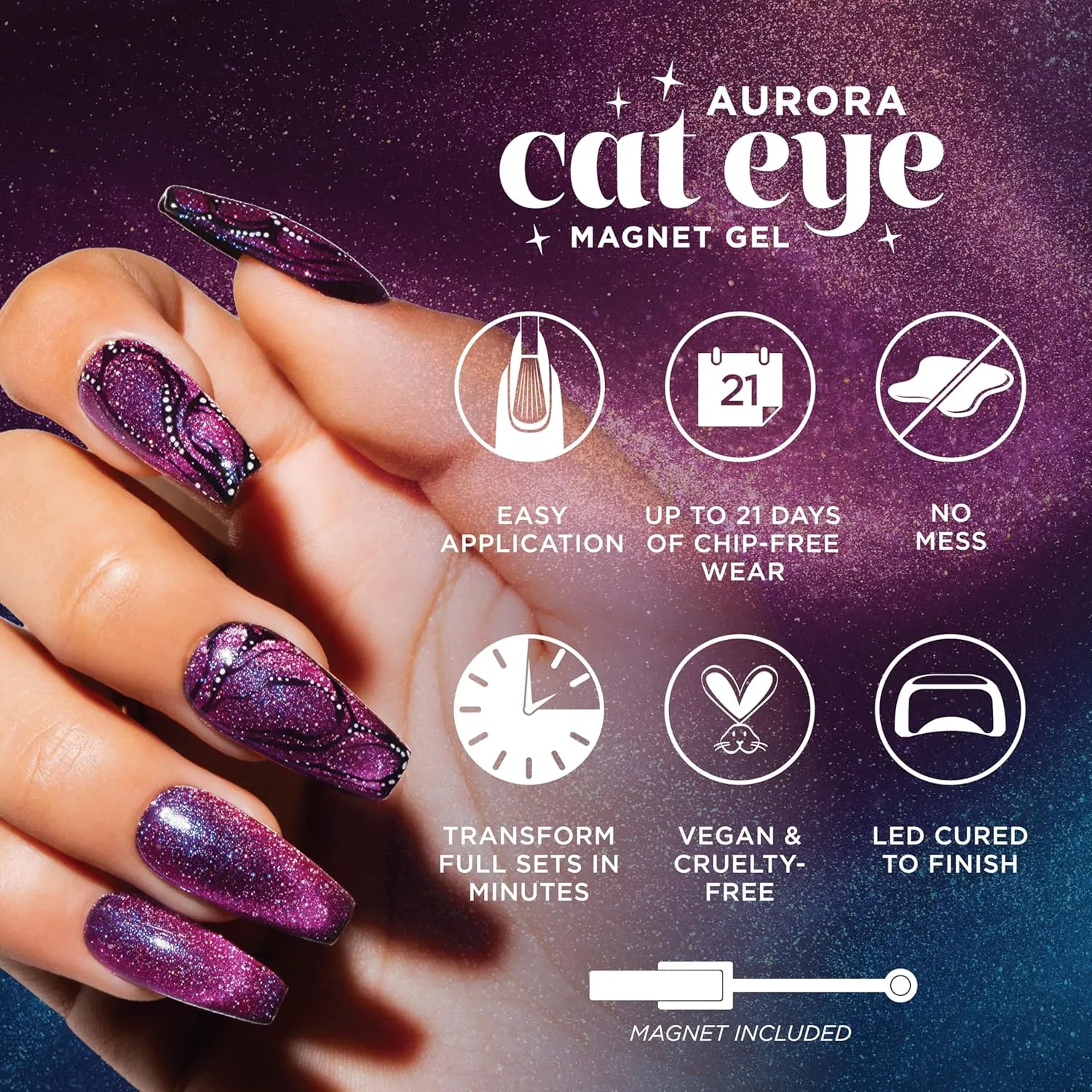 Gelish Aurora Cat Eye Effect Magnet Gel Polish – Reflective Flash Glitter Galaxy, Multi-Dimensional Iridescent Shimmer, Soak-Off, Vegan & Cruelty-Free. (Landing On Mars, 15mL)