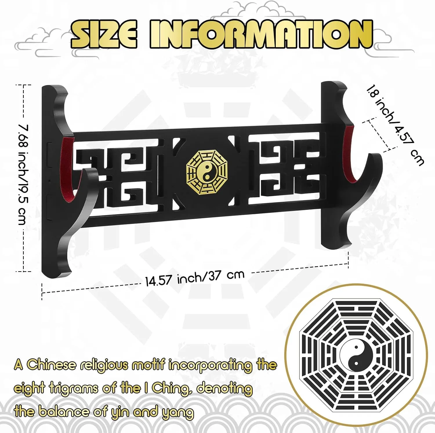 Gerrii Katana 1 Tier Sword Wall Mount Sword Holder Display Hanger Gifts for Christmas Red Velvet Padded Japanese Wakizashi Samurai Display Rack Loong Tanto Hobby Collection for Men