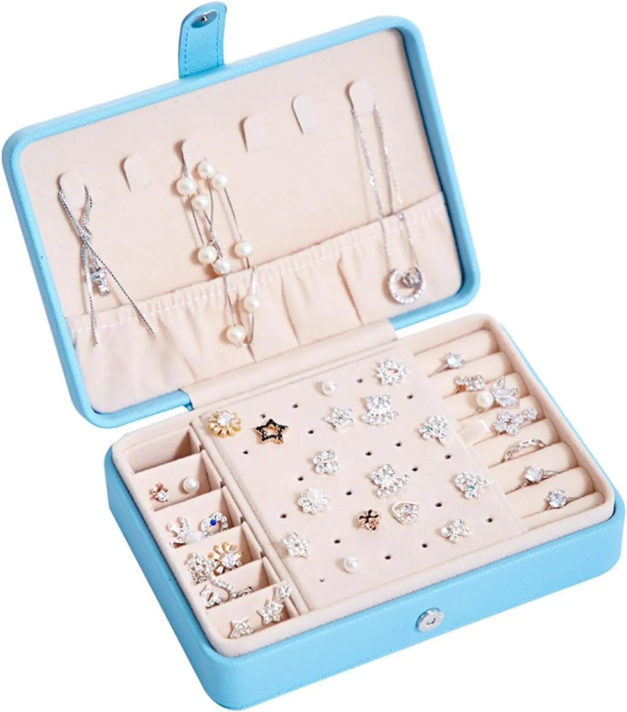 Girls Jewelry Box,2025 New 2 Layers Portable PU Leather Jewelry Organizer with Removable Tray,Jewelry Case,Large Jewelry Box for Ring Necklace Earring Christmas Gifts Bracelets