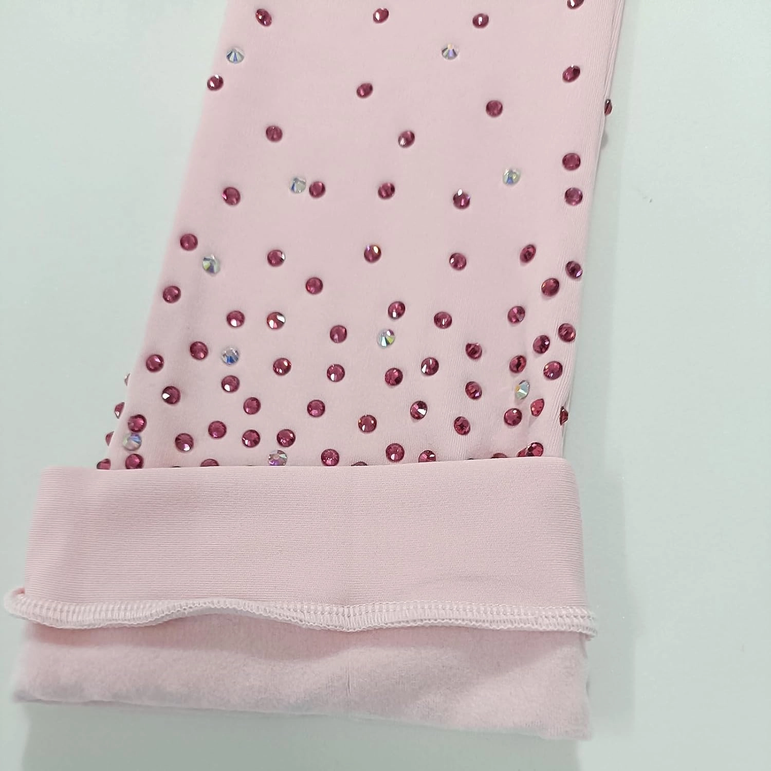 Girls' Starry Sky Pink Figure Skating Training Set with Velvet Warm Shining Training Coat Top and Pants