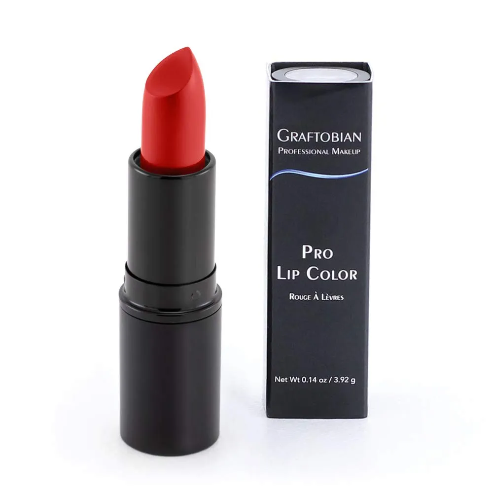 Graftobian Professional Color Lipstick - Ultra Long-Wearing, Comfortable Texture, Full Range of HD Shades, For All Skin Tones and Undertones, Velvety Smooth Semi-Matte Finish, Red