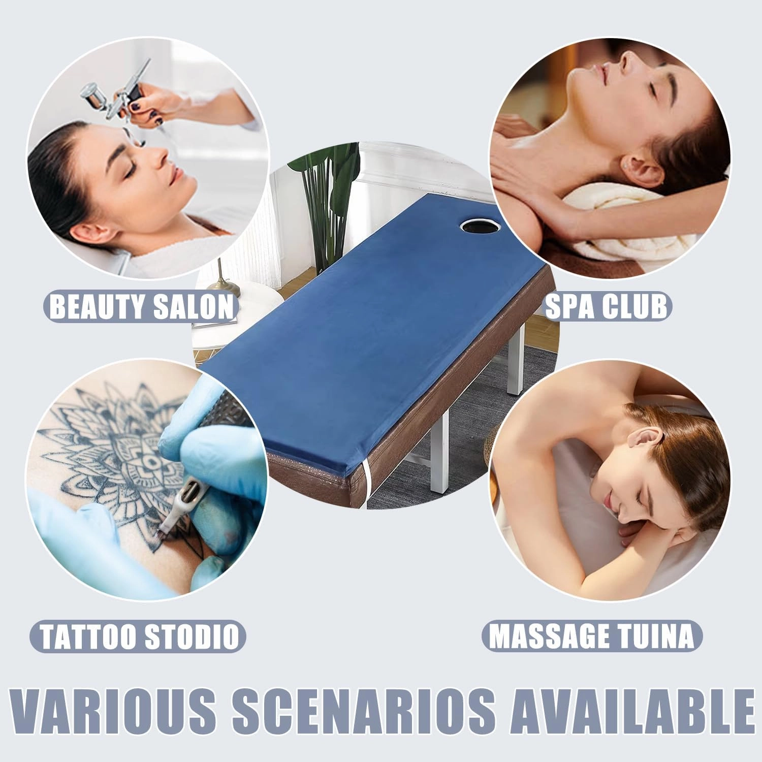 Gray,190 * 75cm, High Density Sponge Massage Table Topper Lash Bed Topper with Elastic Band 5Cm Massage Table Padding Topper with Hole Spa Bed Padding for Beauty Salon Square Head