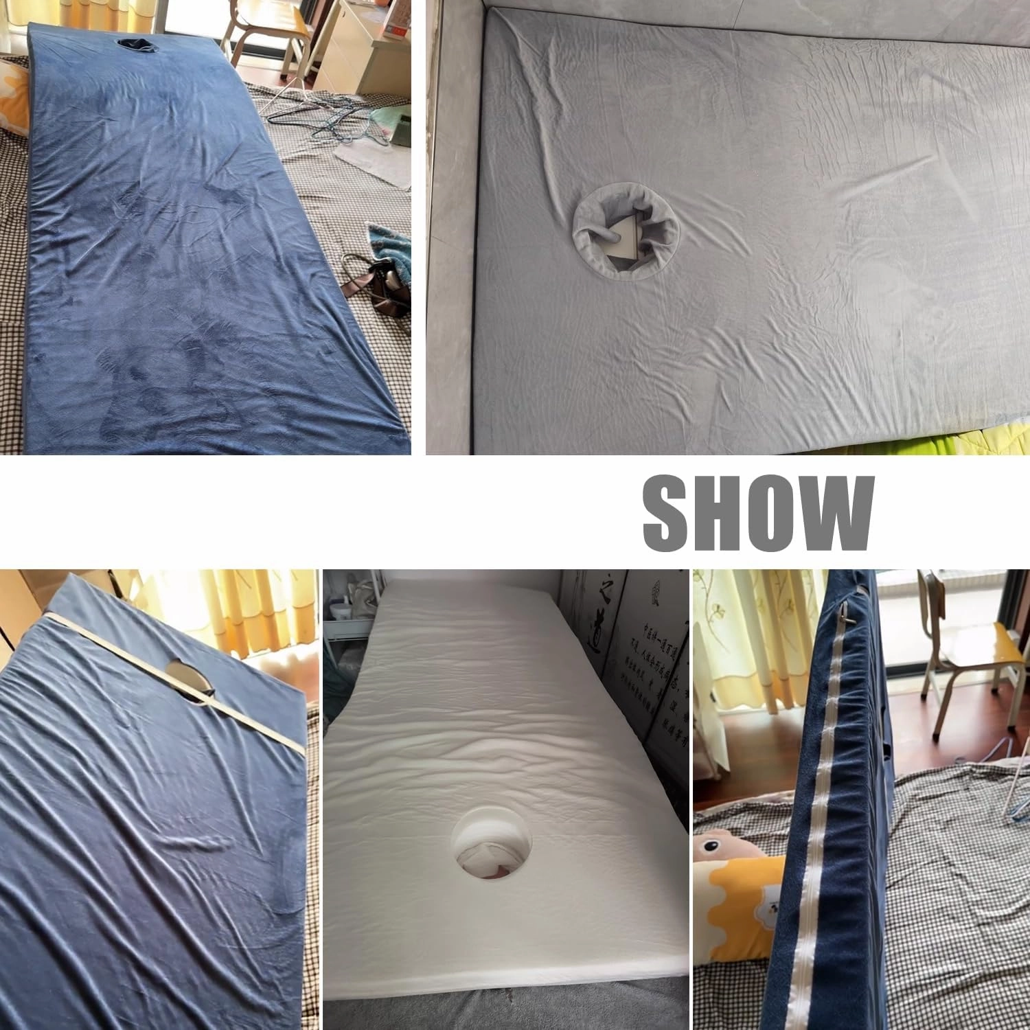 Gray,190 * 75cm, High Density Sponge Massage Table Topper Lash Bed Topper with Elastic Band 5Cm Massage Table Padding Topper with Hole Spa Bed Padding for Beauty Salon Square Head