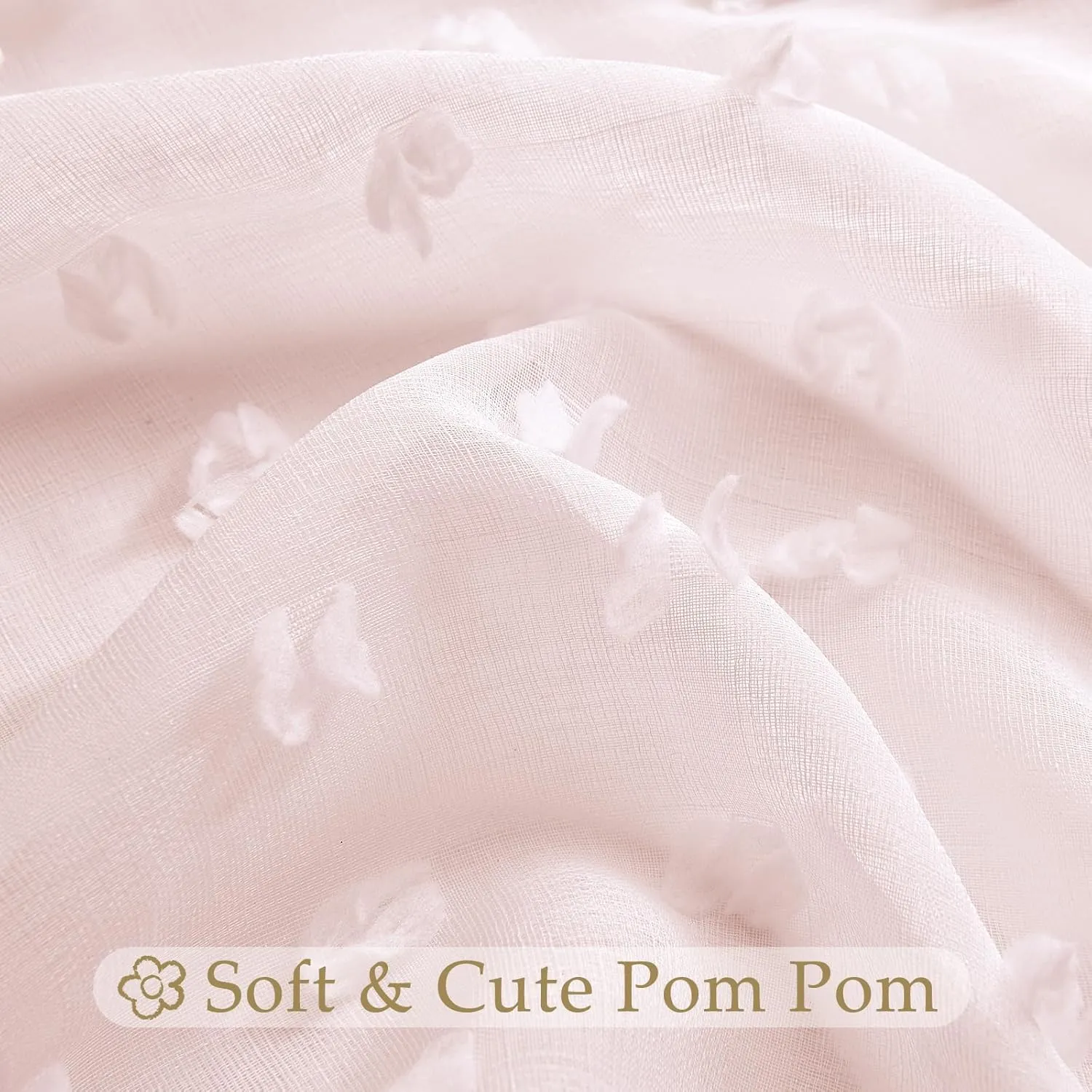 Guken Sheer Curtains 84 Inch Length 2 Panels Sets for Living Room Bedroom 38 Inch Width Farmhouse Boho Drapes Light Filtering Pom Pom Curtains Tufted Semi Sheer Kids Rod Pocket,Pink,W38xL84