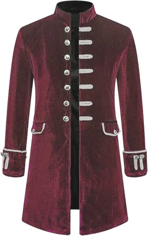 Halloween Costumes for Men Medieval Steampunk Tailcoat Vintage Jacket Velvet Uniform Frock Coat Court Clothing