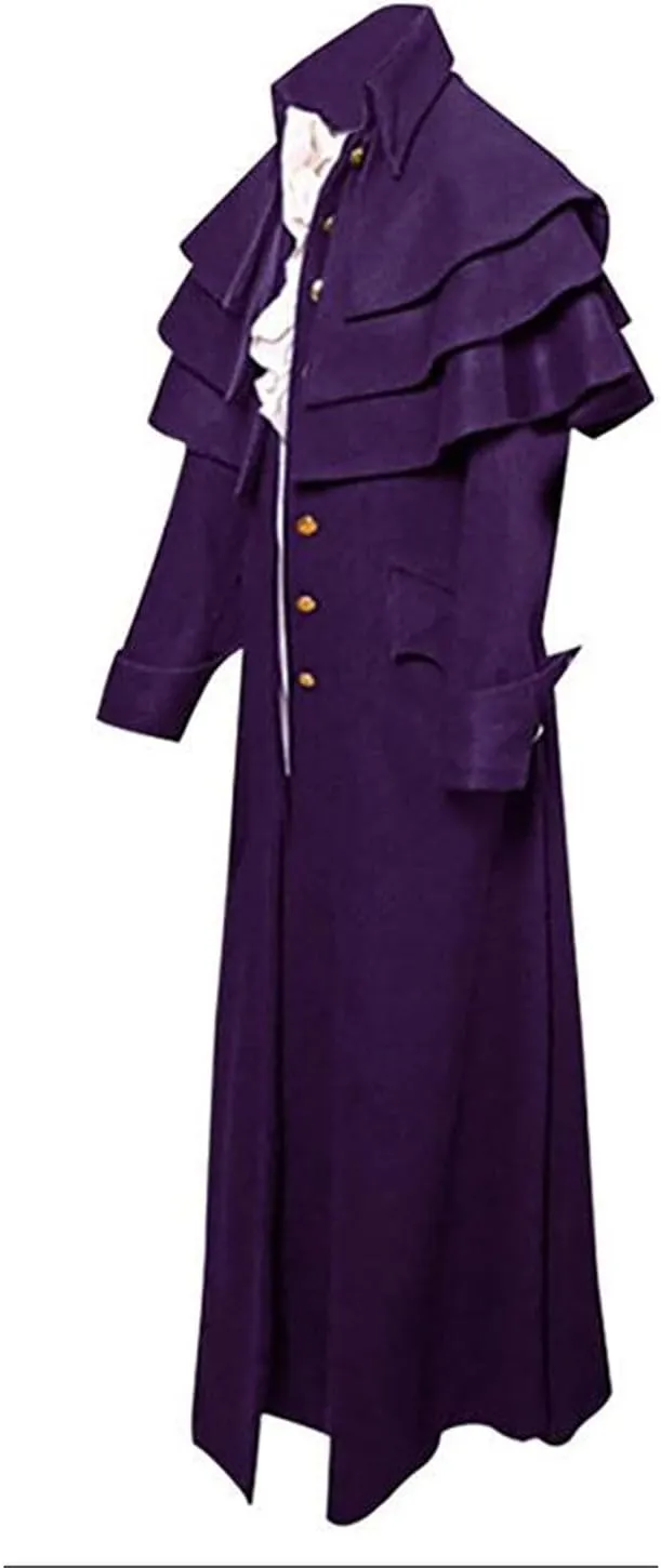 Halloween Medieval Retro Coat for Men's Fashion Cosplay Stand Collar Buttons Overwear Holiday Funny Party Court Dress