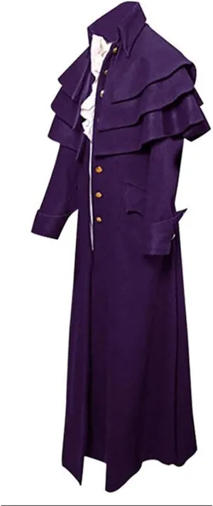 Halloween Medieval Retro Coat for Men's Fashion Cosplay Stand Collar Buttons Overwear Holiday Funny Party Court Dress