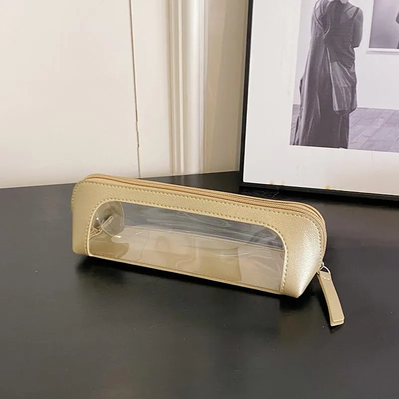 Hand makeup bag, brow pencil bag, lipstick makeup brush storage bag, portable bag (light gold)