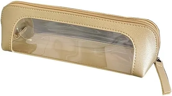 Hand makeup bag, brow pencil bag, lipstick makeup brush storage bag, portable bag (light gold)