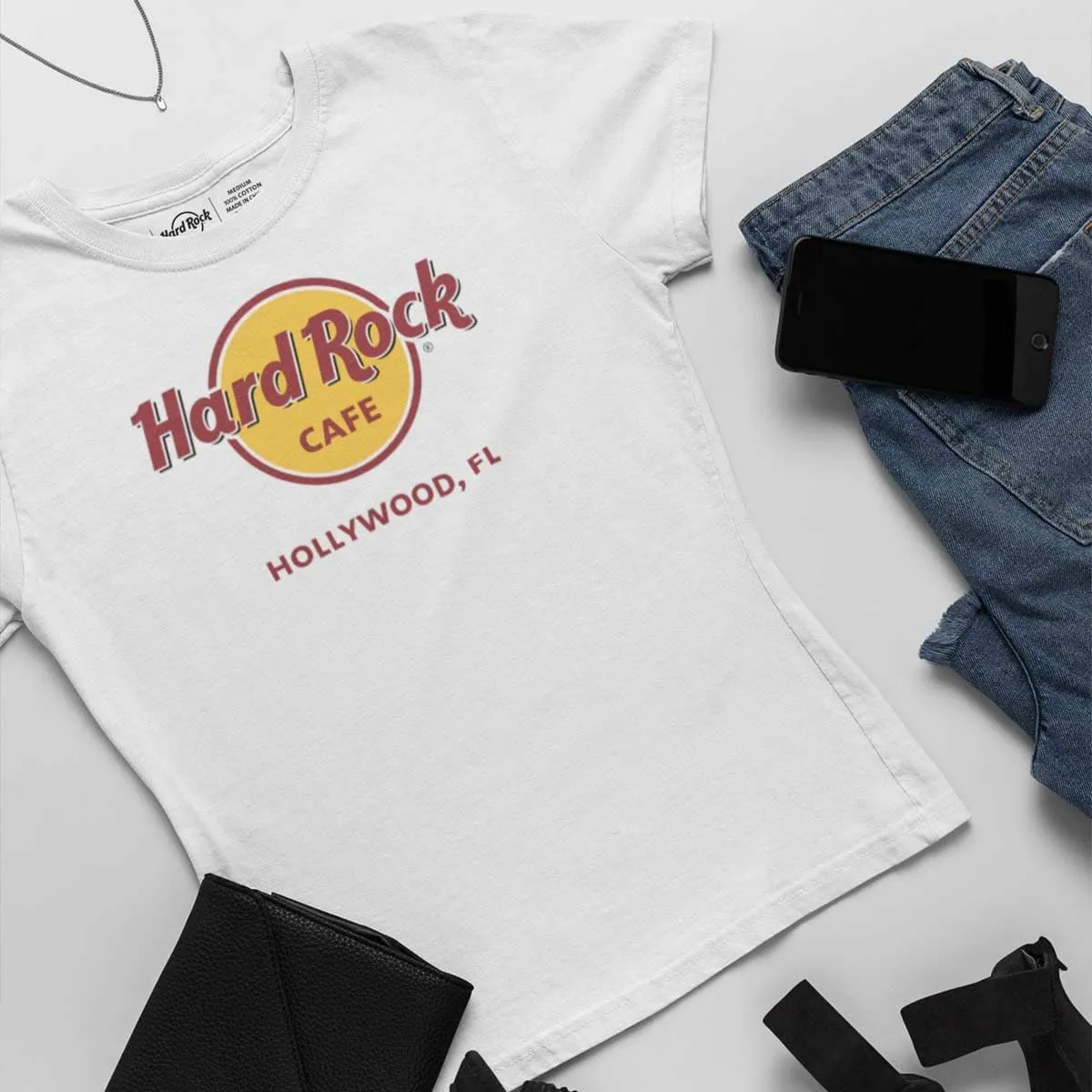 Hard Rock Ladies Classic White Tee Logo