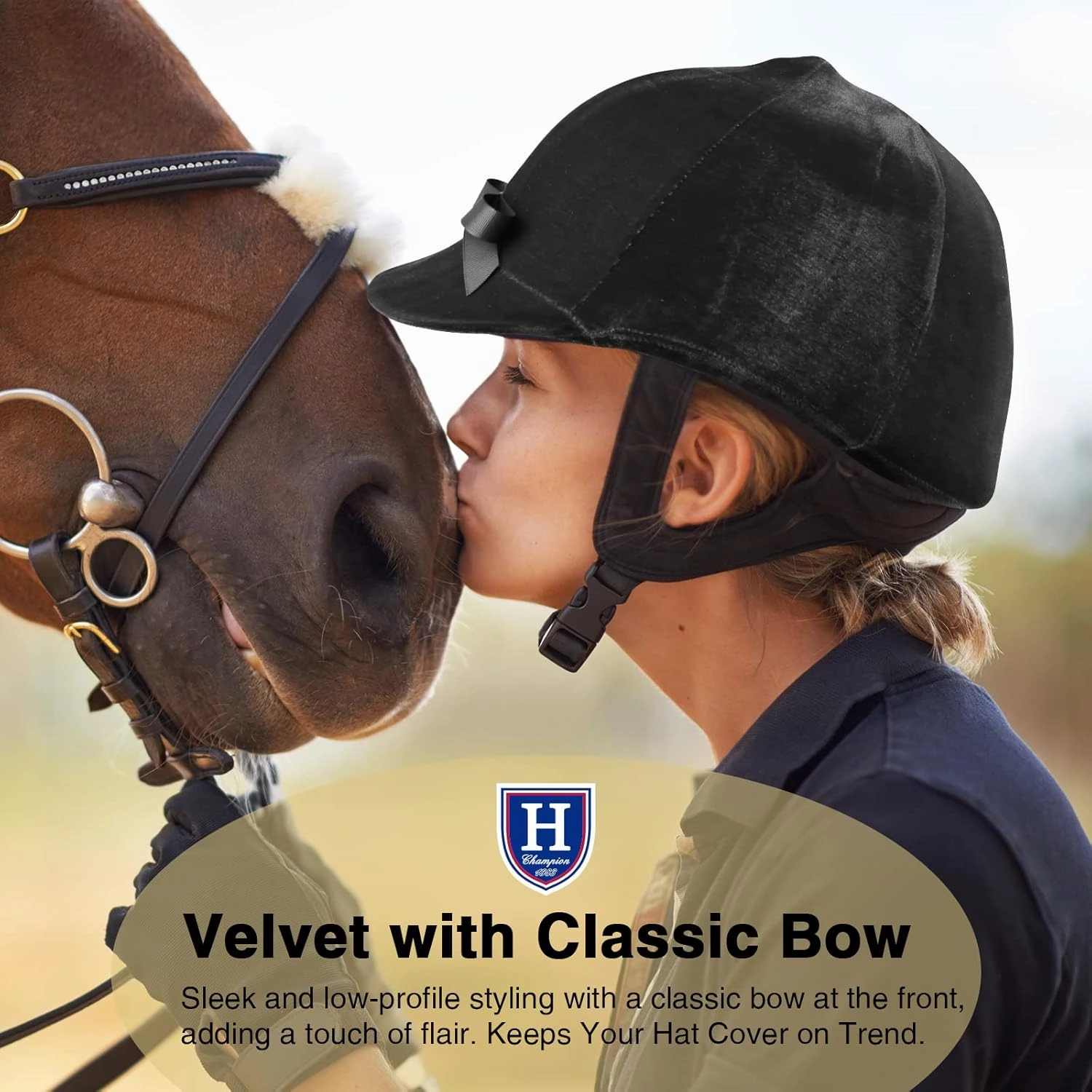 Harrison Howard Equestrian Riding Helmet Cover Sleek Velvet Luxe Hat