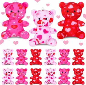 Haull 18 Pcs Valentine Heart Shaped Stuffed Animals Bears Bulk Gifts Plush Bears Bulk Mini Soft Stuffed Toys Small Cute Plush Toy 4" for Kids Adults Party Favors Home(Heart Shaped)