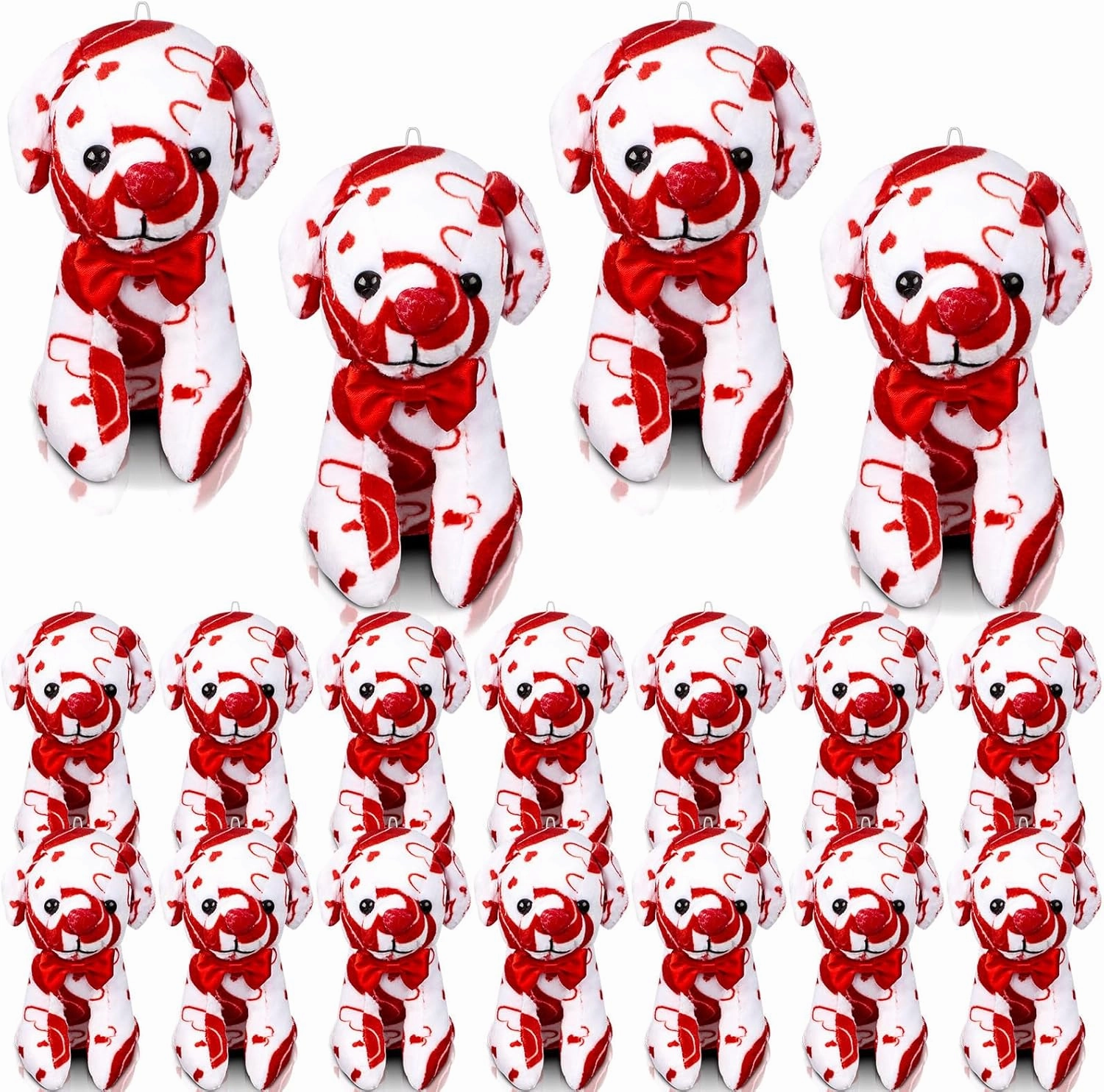 Haull 18 Pcs Valentine Heart Shaped Stuffed Animals Dogs Bulk Gifts Plush Dogs Bulk Mini Soft Stuffed Toys Small Cute Plush Dogs 4" for Kids Adults Party Favors Home(Heart)