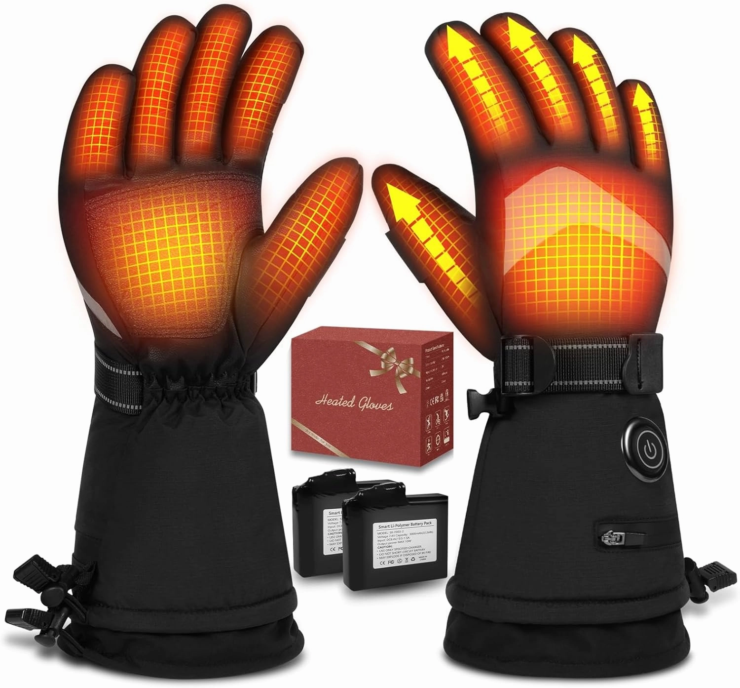 Heated Gloves for Men Women Rechargeable, Upgraded Winter Gloves Rechargeable Battery Electric Heated Gloves Windproof Waterproof Ski Gloves for Outdoor Skiing Hunting Hiking Fishing