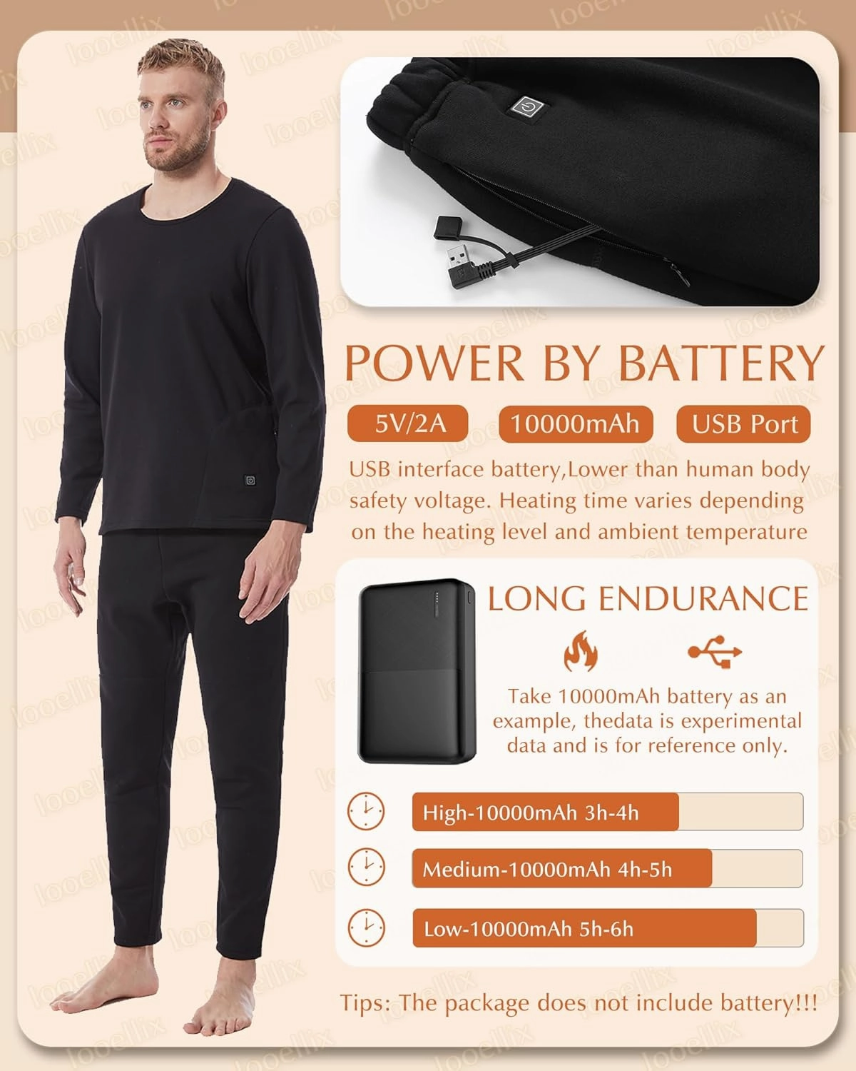 Heated Underwear Pants for Men, 3 Heating Level Electric Thermal Bottom with 12 Heating Zones for Hunting