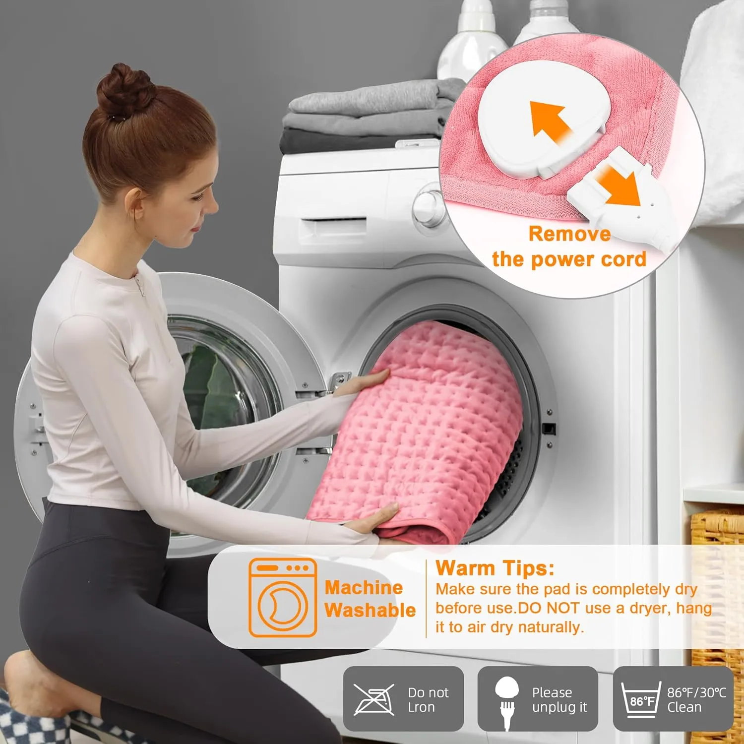 Heating Pad,Electric Heating Pads for Back,Hot Heated Pad for Abdomen,Shoulder,Knee,Multiple Temp and Auto Shut Off(Baby Pink,12''×24'')