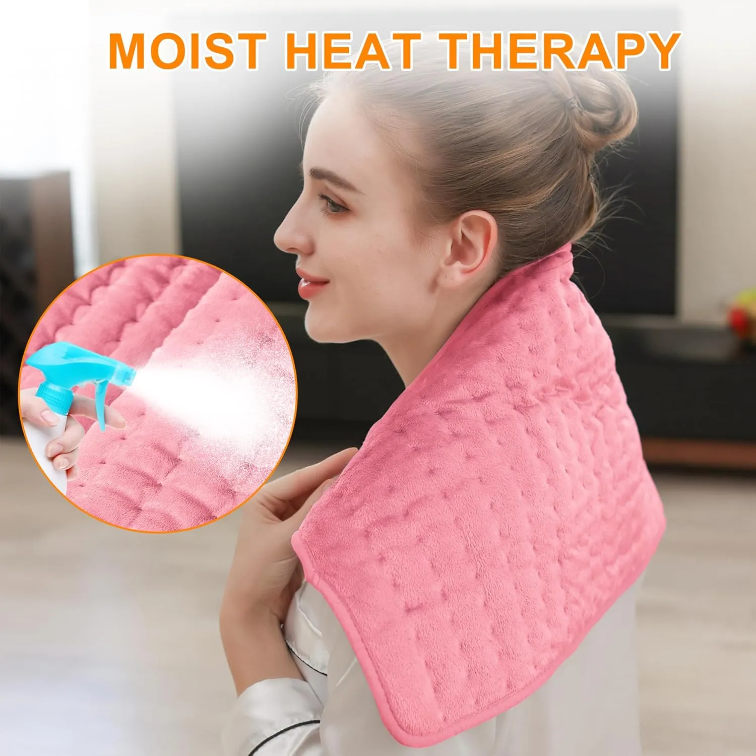 Heating Pad,Electric Heating Pads for Back,Hot Heated Pad for Abdomen,Shoulder,Knee,Multiple Temp and Auto Shut Off(Baby Pink,12''×24'')