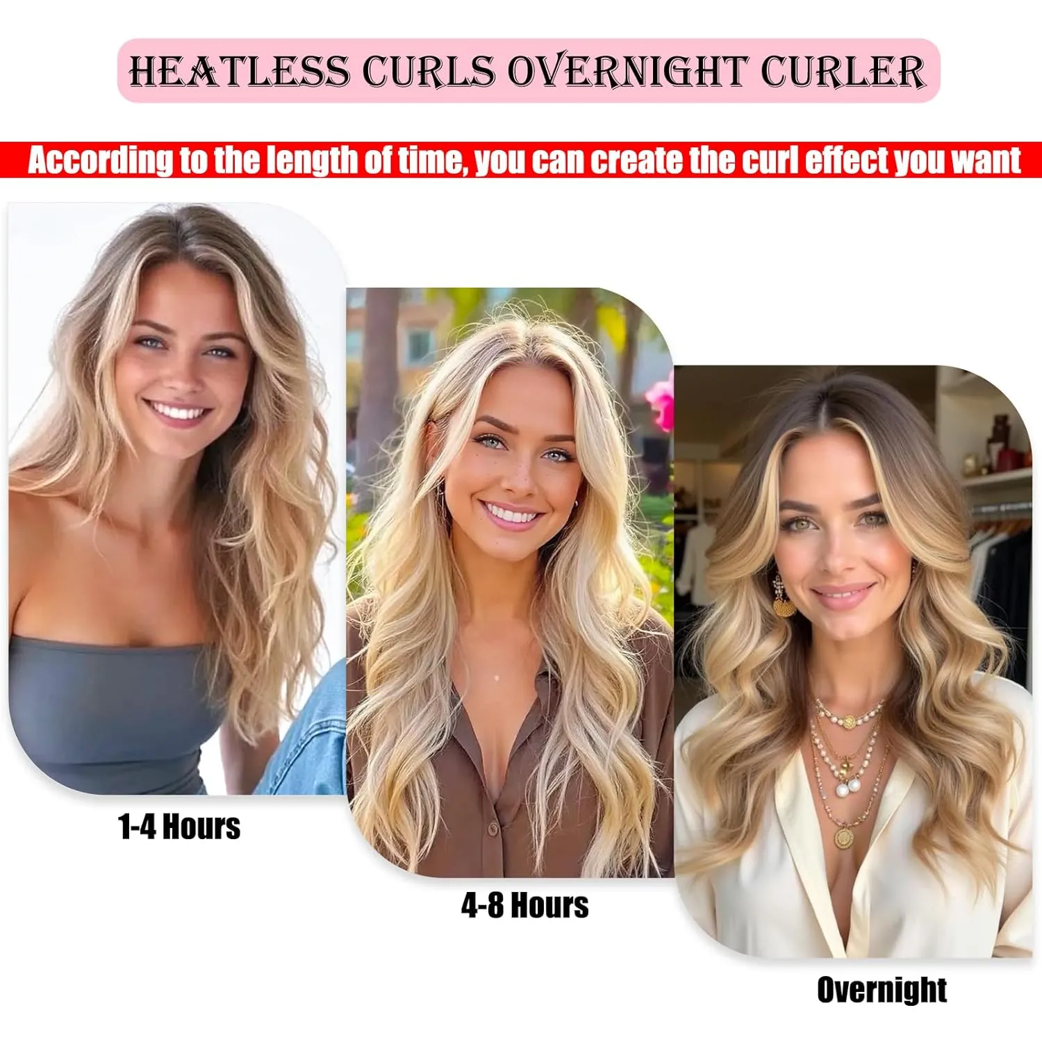Heatless Velvet Hair Curlers for Long Hair – No Heat Overnight Curling Rod Headband to Sleep In for Heatless Curls with Scrunchies & Clip, Wake Up to Soft Beach Waves (Pink, Pack of 1)