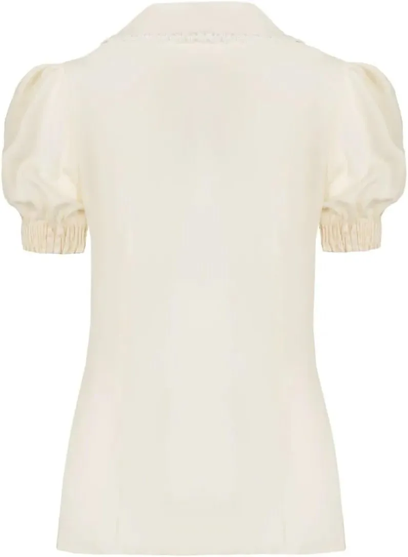 Hell Bunny Basil Blouse Fox Embroidery 50's Vintage Retro Pinup Short Sleeve Top