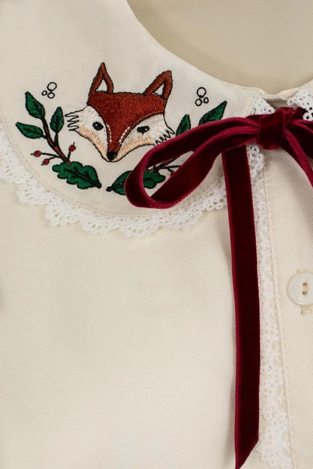 Hell Bunny Basil Blouse Fox Embroidery 50's Vintage Retro Pinup Short Sleeve Top