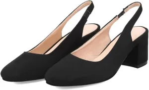 Hello Shero Comfortable Block Heel Slingback Pumps for Women Low Heel Closed Square Toe Sandals Suede Dress Shoes Classic Trendy Party Event Prom Church Daily Wear