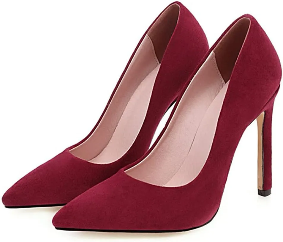 Hello Shero Women Closed Pointed Toe 4 Inches High Heel Pumps Classic Sexy Stilettos Party Dancing Event Wedding Office Formal Dress Shoes