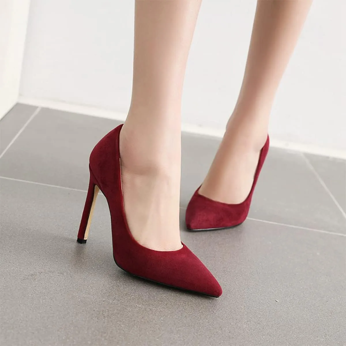 Hello Shero Women Closed Pointed Toe 4 Inches High Heel Pumps Classic Sexy Stilettos Party Dancing Event Wedding Office Formal Dress Shoes