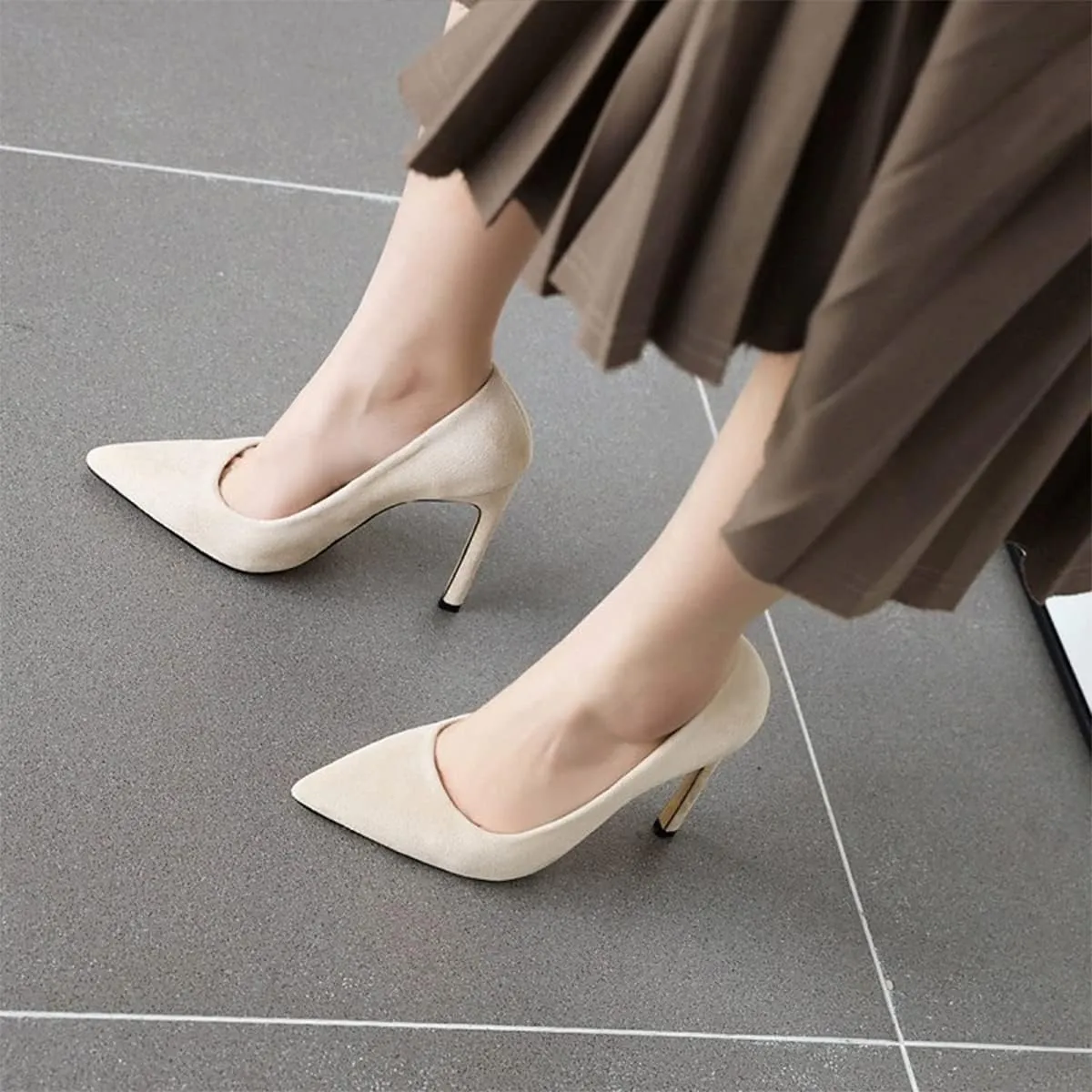 Hello Shero Women Closed Pointed Toe 4 Inches High Heel Pumps Classic Sexy Stilettos Party Dancing Event Wedding Office Formal Dress Shoes