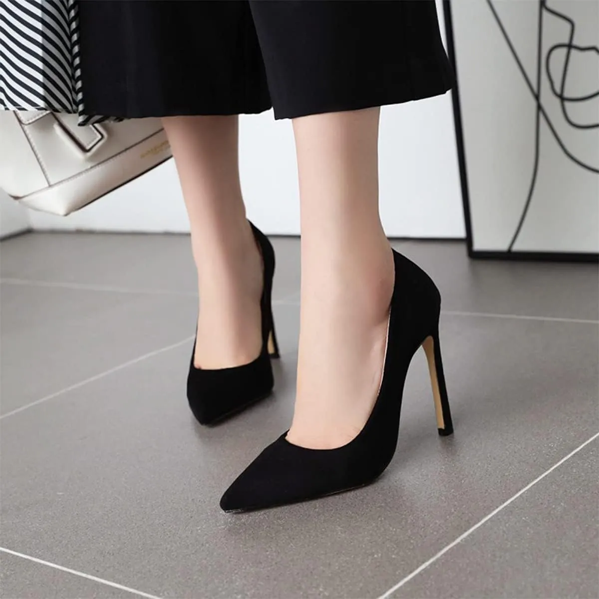 Hello Shero Women Closed Pointed Toe 4 Inches High Heel Pumps Classic Sexy Stilettos Party Dancing Event Wedding Office Formal Dress Shoes