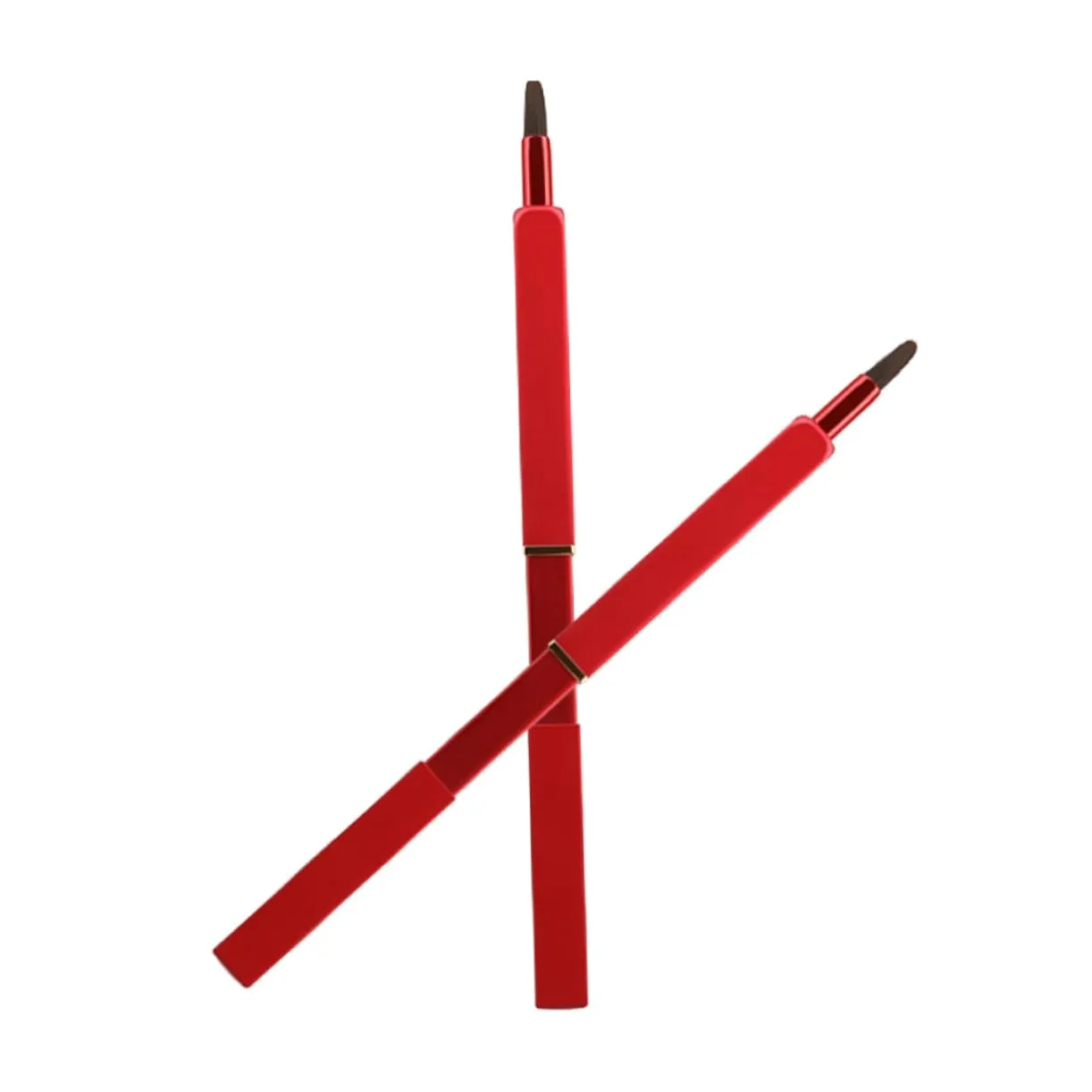 Hemoton 3pcs Retractable Lip Brush with Nylon Fiber Bristles Portable Makeup Applicator Metal Tube Red for Lip Gloss and Use
