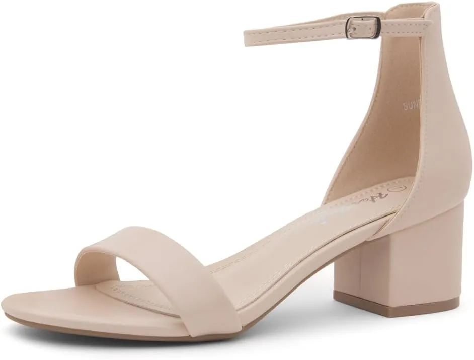 Herstyle Women’s Low Heels – Open Toe Chunky Block Heeled Sandals with Ankle Strap | Comfortable Dressy Short Heels for Prom, Wedding, Party & Office