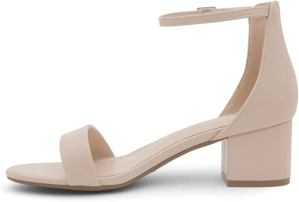 Herstyle Women’s Low Heels – Open Toe Chunky Block Heeled Sandals with Ankle Strap | Comfortable Dressy Short Heels for Prom, Wedding, Party & Office