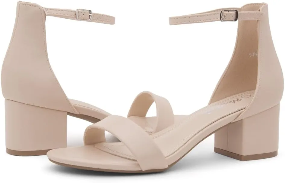 Herstyle Women’s Low Heels – Open Toe Chunky Block Heeled Sandals with Ankle Strap | Comfortable Dressy Short Heels for Prom, Wedding, Party & Office