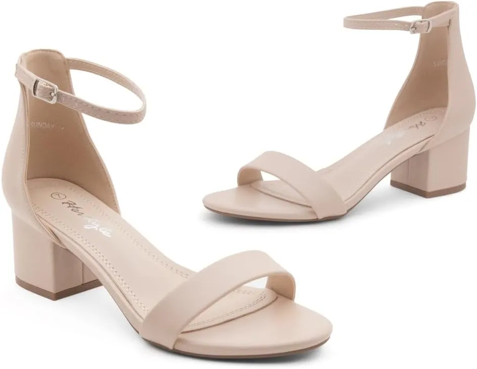 Herstyle Women’s Low Heels – Open Toe Chunky Block Heeled Sandals with Ankle Strap | Comfortable Dressy Short Heels for Prom, Wedding, Party & Office