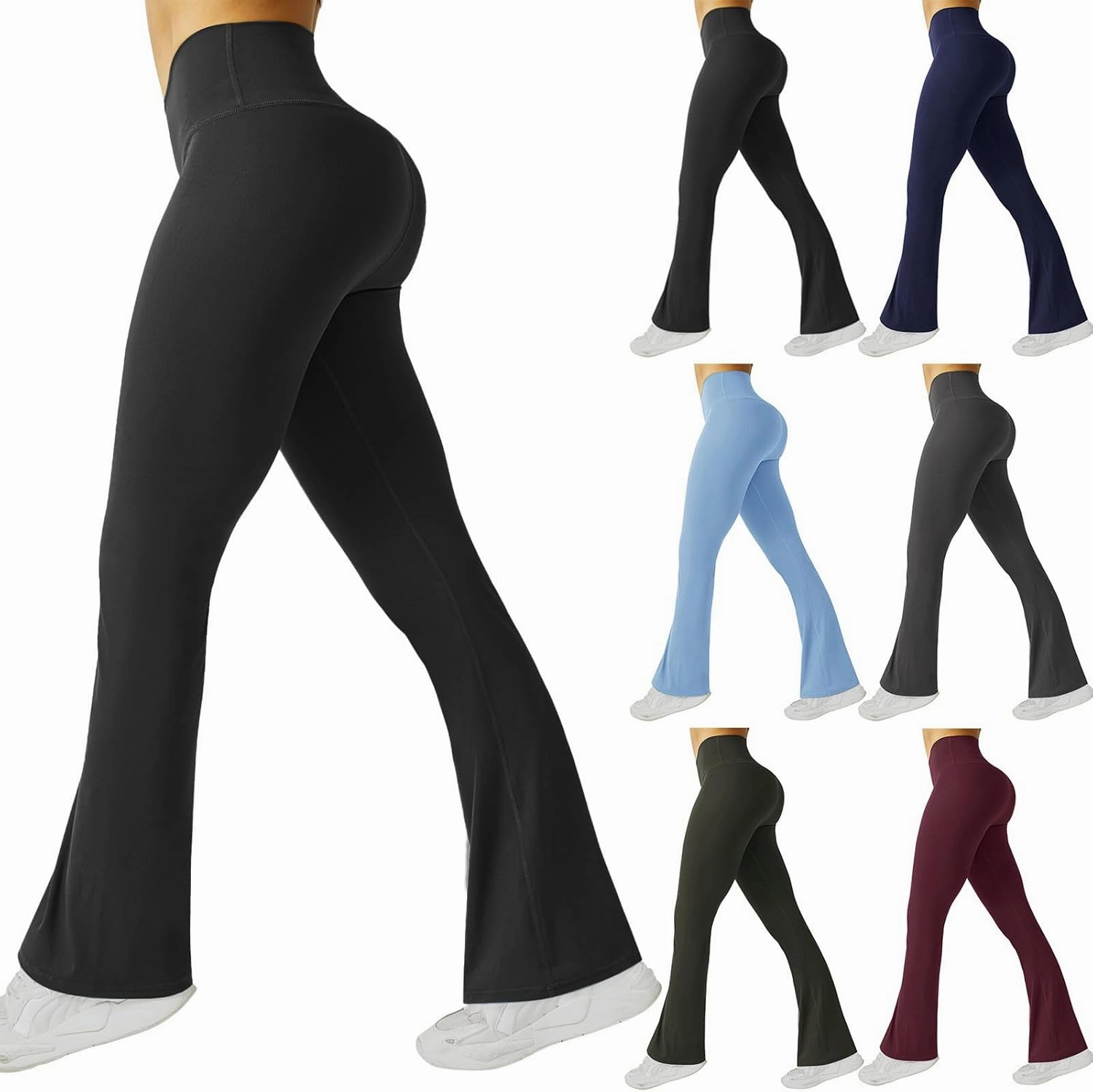HGps8w Stretch Flare Yoga Pants for Women Bell Bottom Leggings High Waisted Buttery Soft Bootcut Running Sports Sweatpants