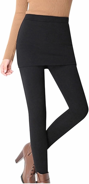 HGps8w Women's Sherpa Fleece Lined Skirted Thermal Tights, Winter Warm Active Golf Tennis Leggings with Skirt