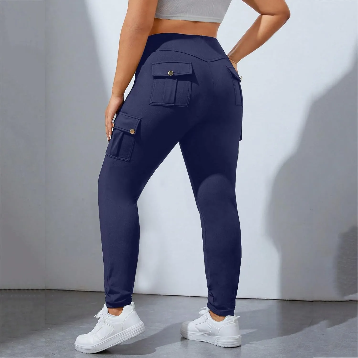 High Waisted Leggings for Women Tummy Control Elastic Jogger Pants Solid Color Athletic Pants for Running Cycling Yoga