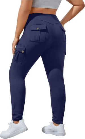 High Waisted Leggings for Women Tummy Control Elastic Jogger Pants Solid Color Athletic Pants for Running Cycling Yoga