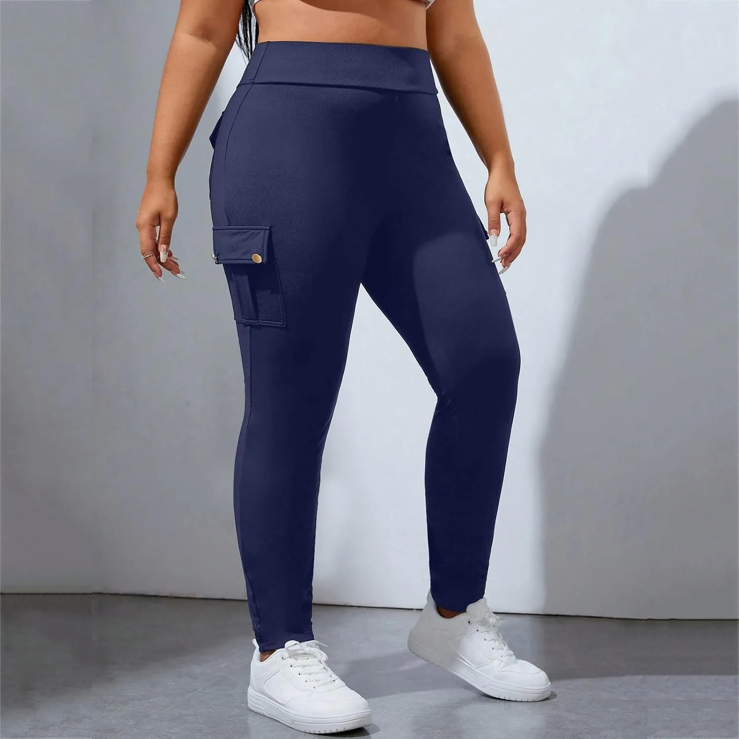 High Waisted Leggings for Women Tummy Control Elastic Jogger Pants Solid Color Athletic Pants for Running Cycling Yoga