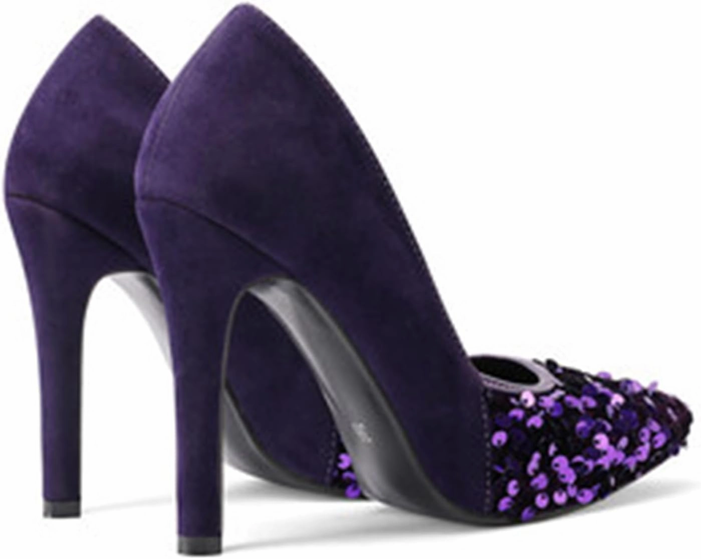 High Heel Sequin Pumps for Women Closed Pointed Toe Sexy Stilettos Slip-On Suede Velvet Dress Shoes Party Wedding Prom Club Night Evening
